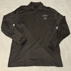 Nike Golf Shirt Men’s Large Taupe Grey Long Sleeve Polo 100% Cotton Performance